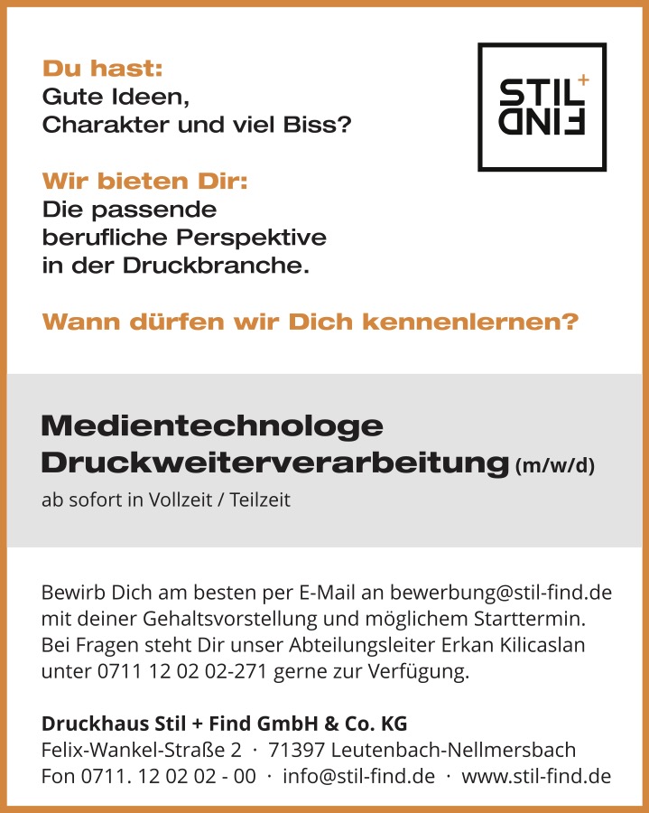 Stellenanzeige - Medientechnologe Druckweiterverarbeitung_21-07-2025_für INSTA